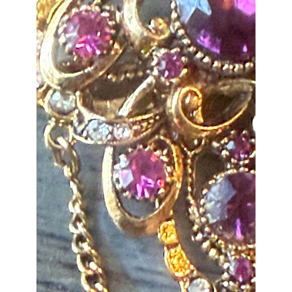 antique costume jewelry amethyst pin brooch signed by art made between 1950-1970 - Picture 4 of 5